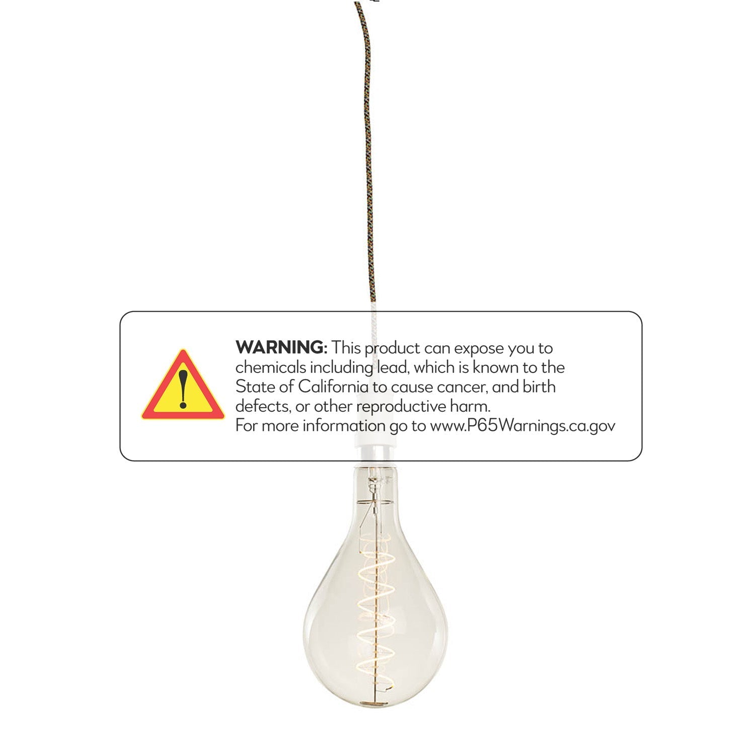 Bulbrite 4W LED Pear Shaped Grand 2200K Filament with Contemporary White Pendant