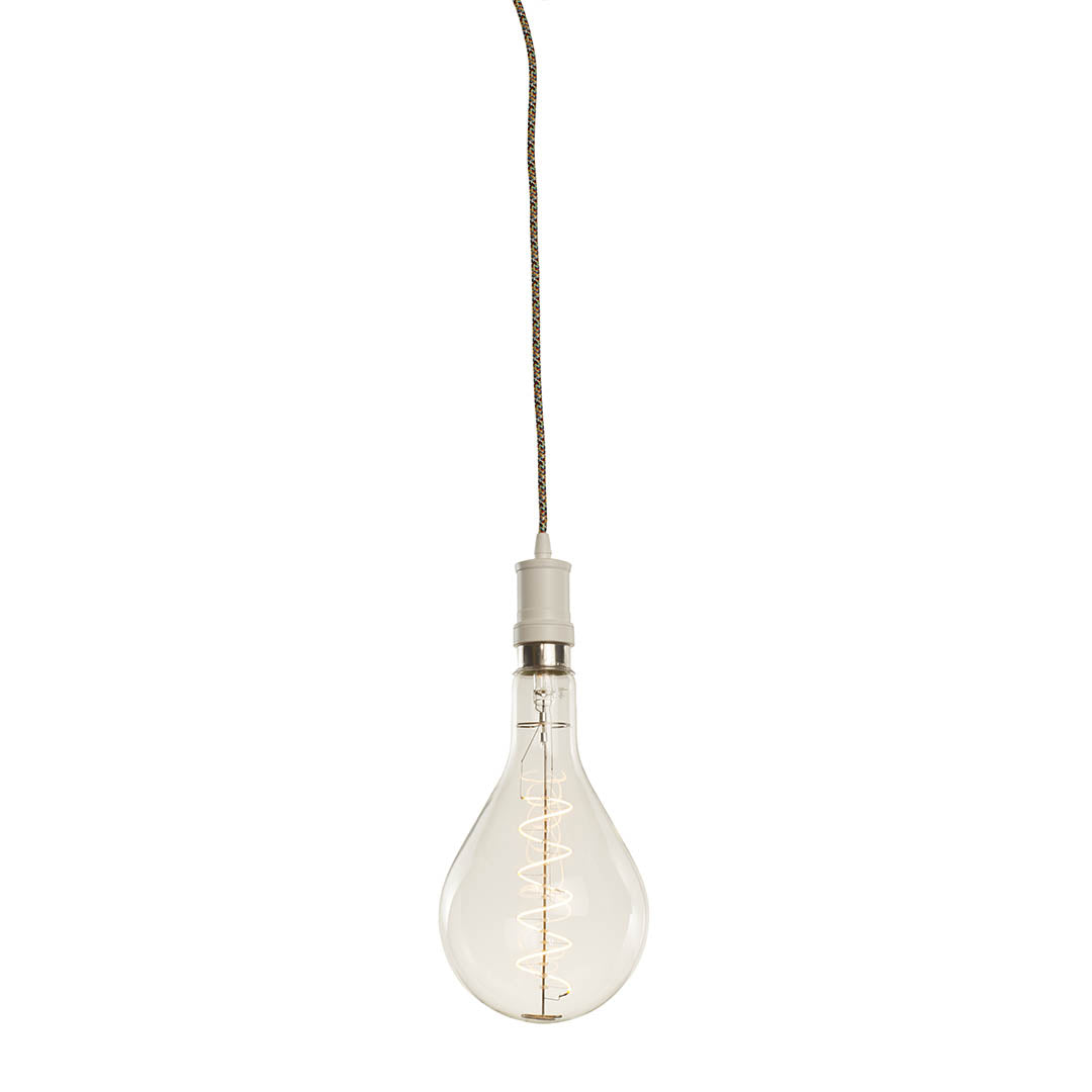 Bulbrite 4W LED Pear Shaped Grand 2200K Filament with Contemporary White Pendant