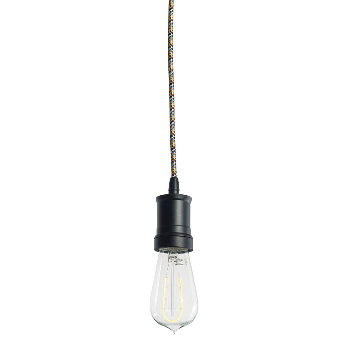 Bulbrite 4W LED ST18 2200K Curved Filament Nostalgic 1890 Contemporary Black Pendant