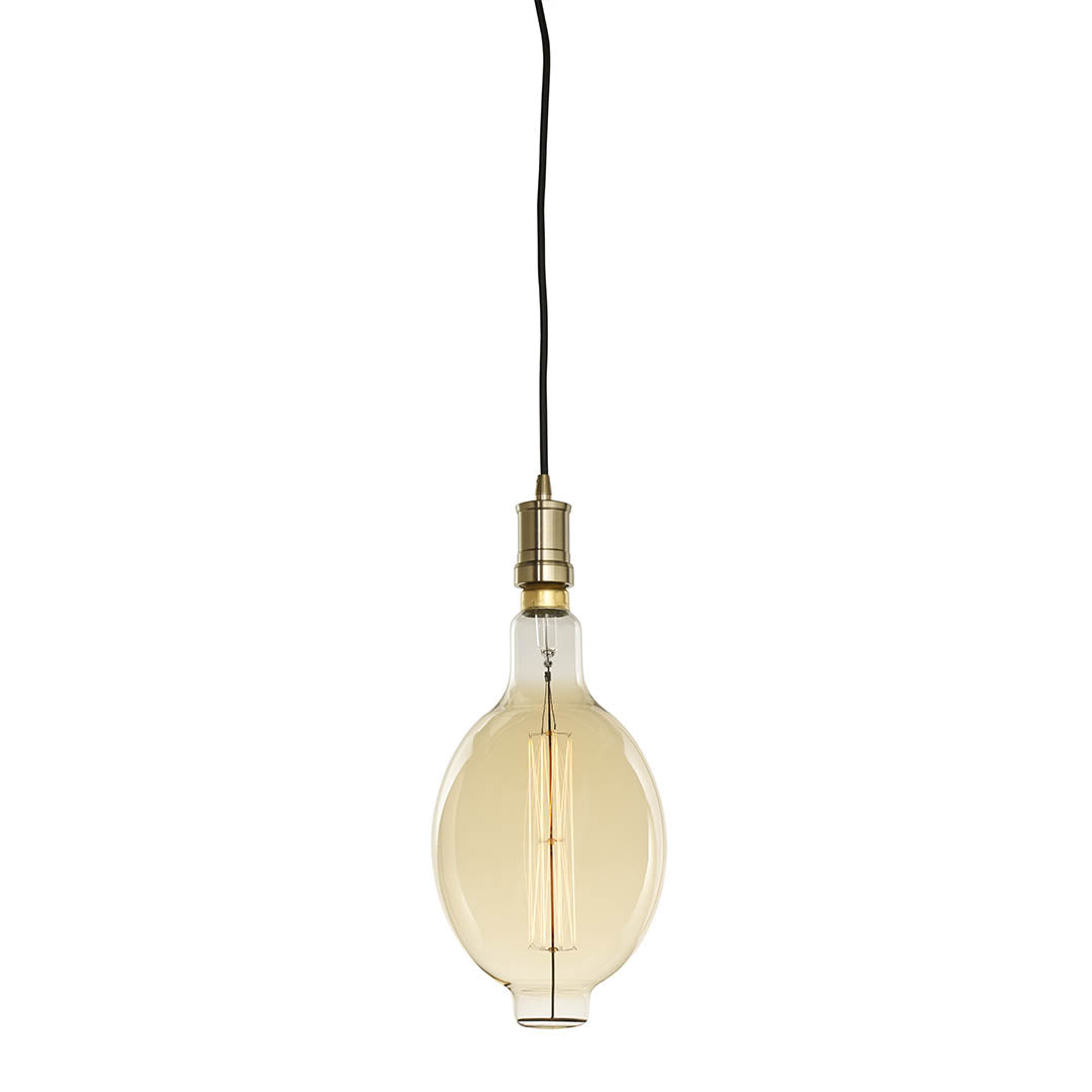 Bulbrite 60W BT Shaped Grand Nostalgic Thread E26 120V with Contemporary Warm Gold Pendant