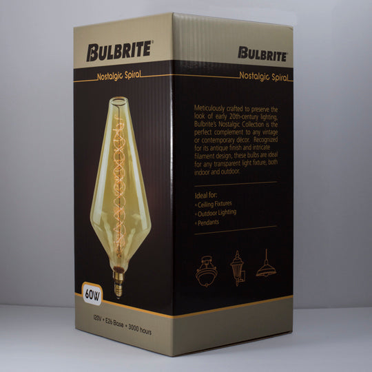 Bulbrite 60W Diamond Shaped Grand Nostalgic Spiral E26 120V