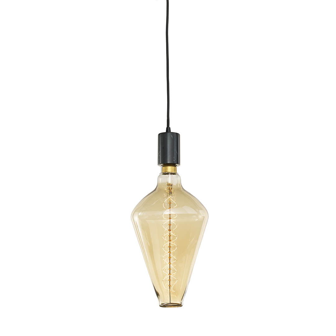 Bulbrite 60W Diamond Shaped Grand Nostalgic Spiral E26 120V with Natural Marble Black Pendant