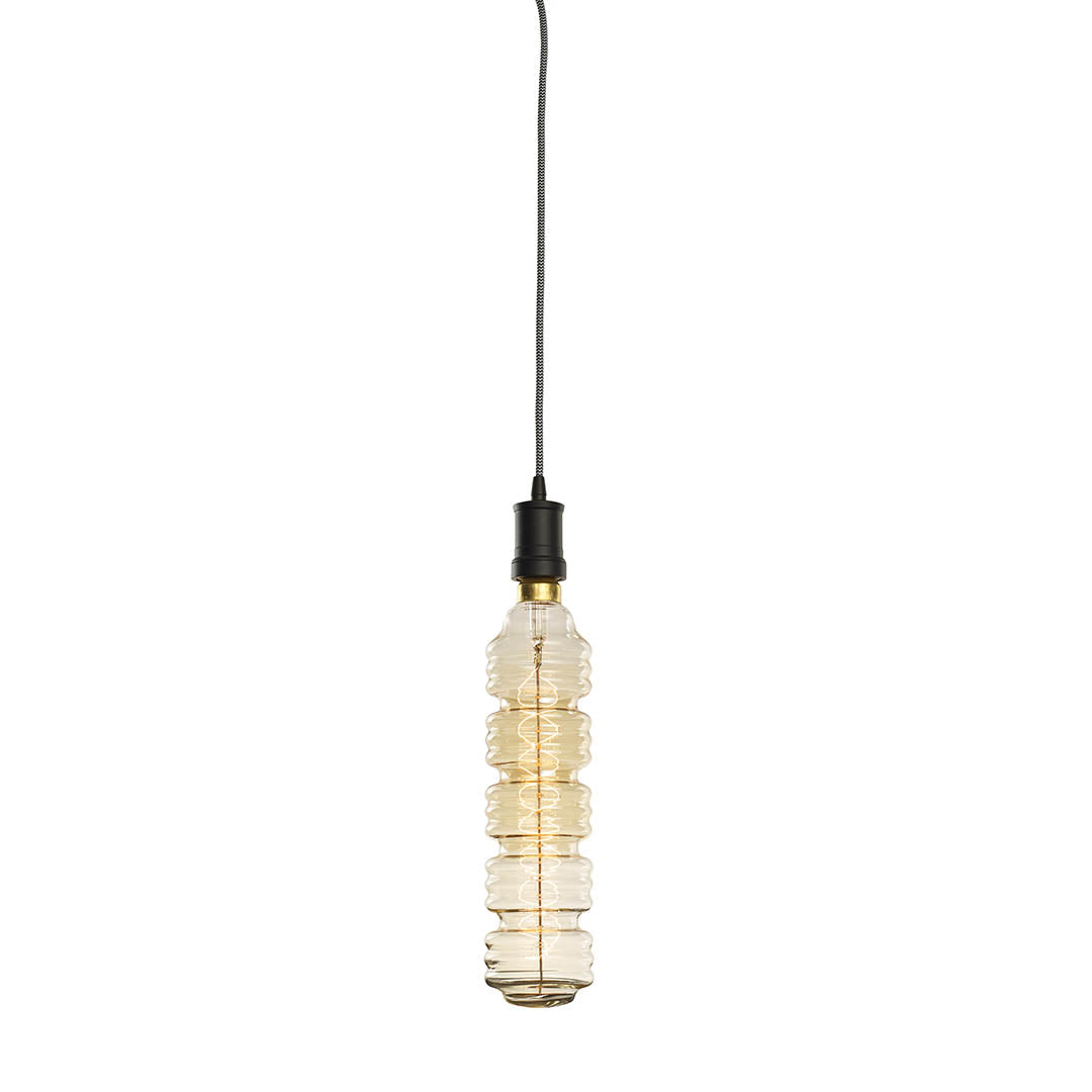 Bulbrite 60W Water Bottle Shaped Grand Nostalgic Spiral E26 120V with Contemporary Black Pendant