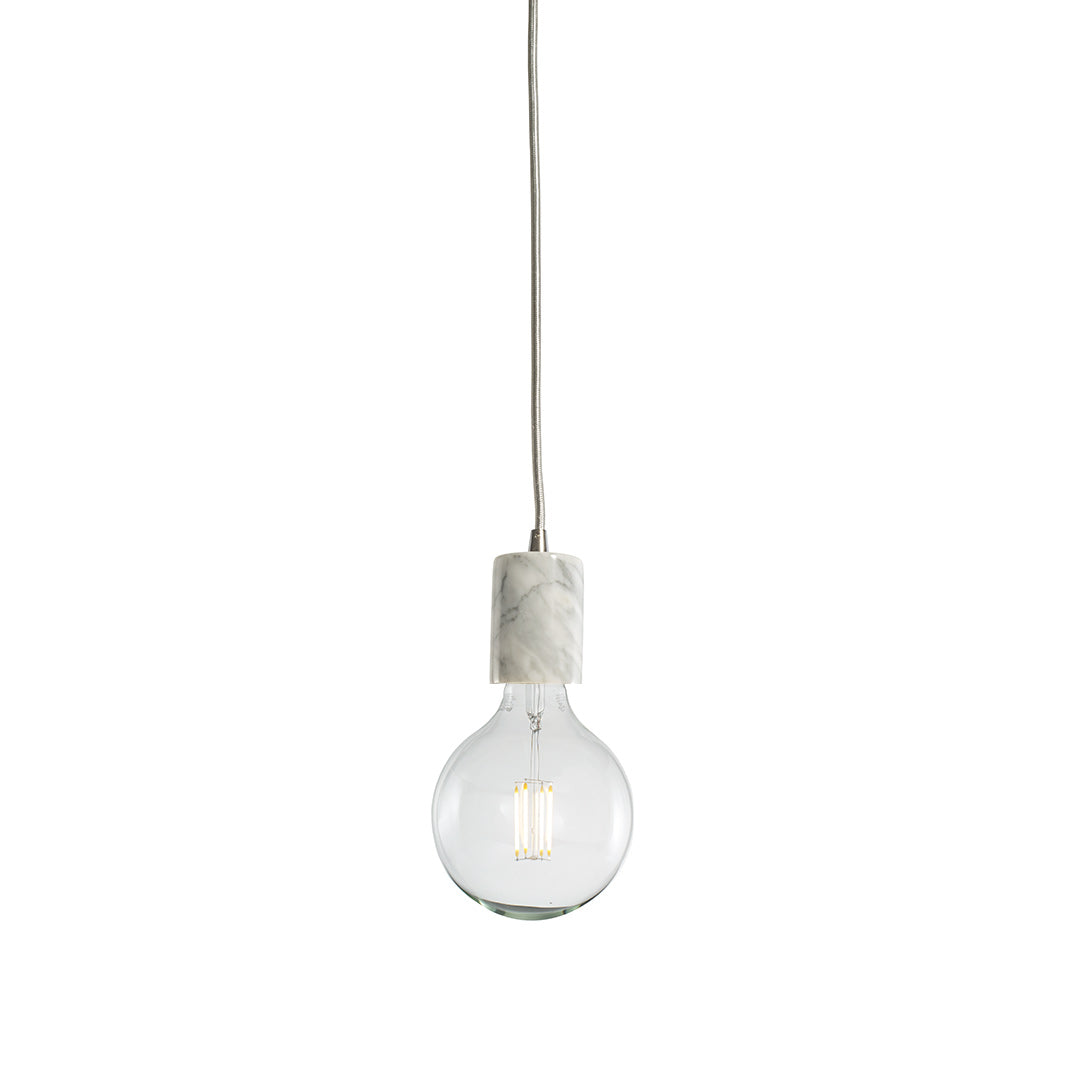 Bulbrite 8.5W LED G40 2700K Filament E26 Fully Compatible Dimming Natural Marble White Pendant