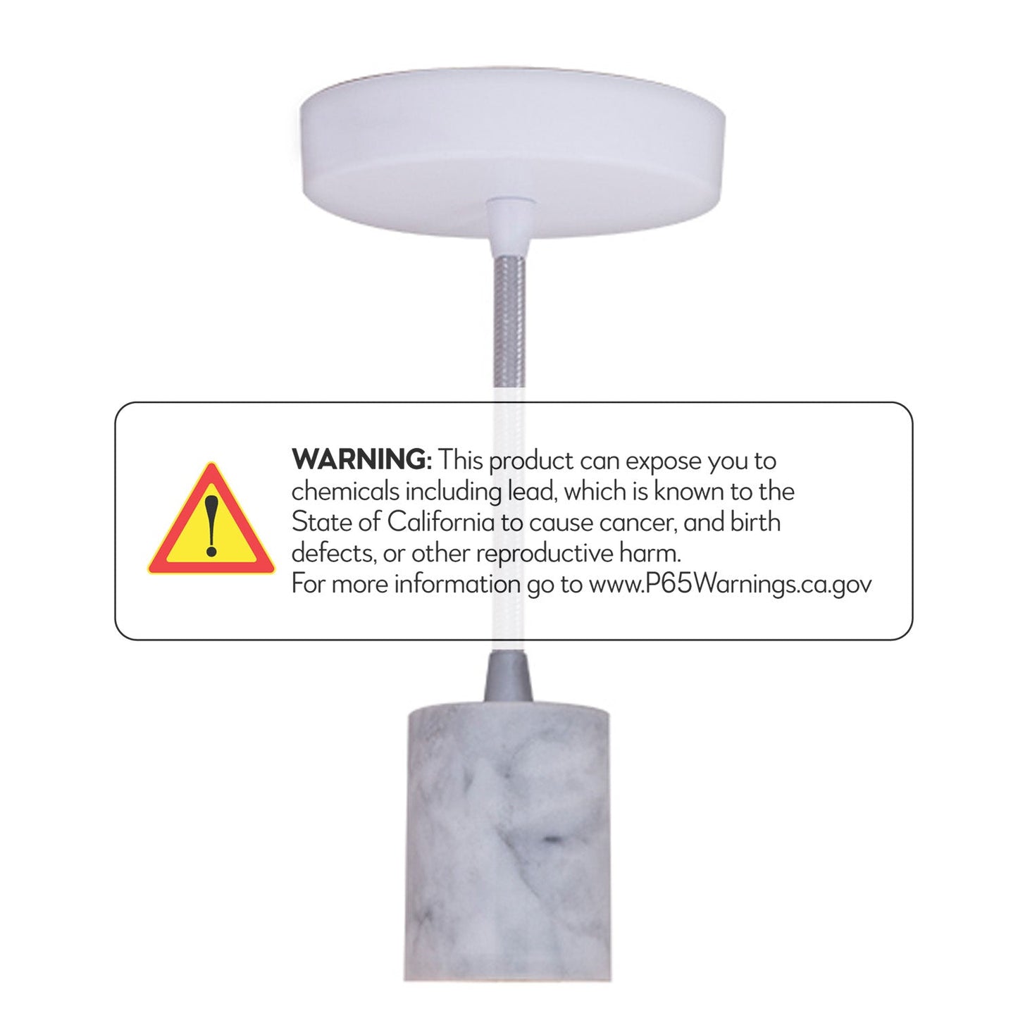 Bulbrite Direct Wire Natural Marble Socket White-Silver Cord Pendant