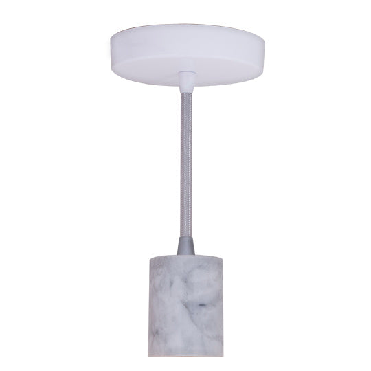 Bulbrite Direct Wire Natural Marble Socket White-Silver Cord Pendant