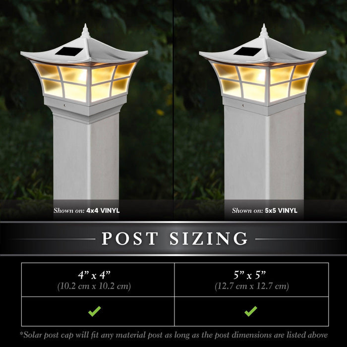 Classy Caps Ambience 5" x 5" White PVC Solar Post Cap