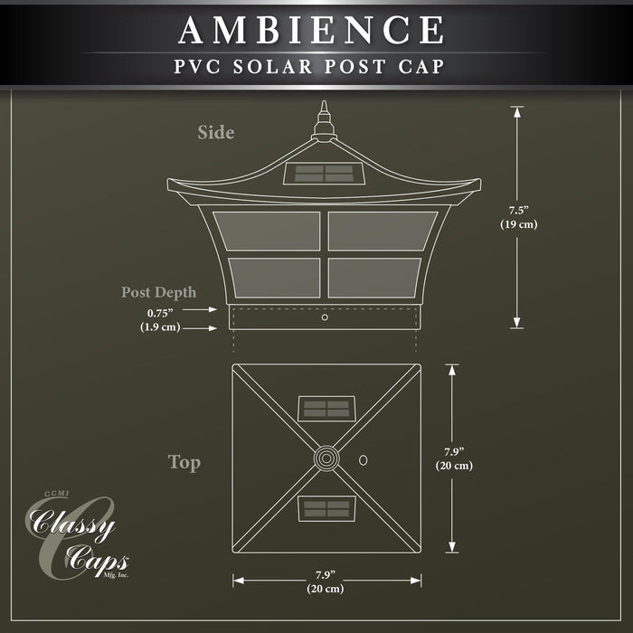 Classy Caps Ambience 5" x 5" White PVC Solar Post Cap