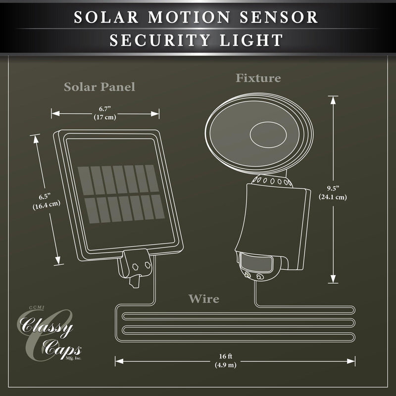 Classy Caps Black ABS Solar Motion Sensor Security Light