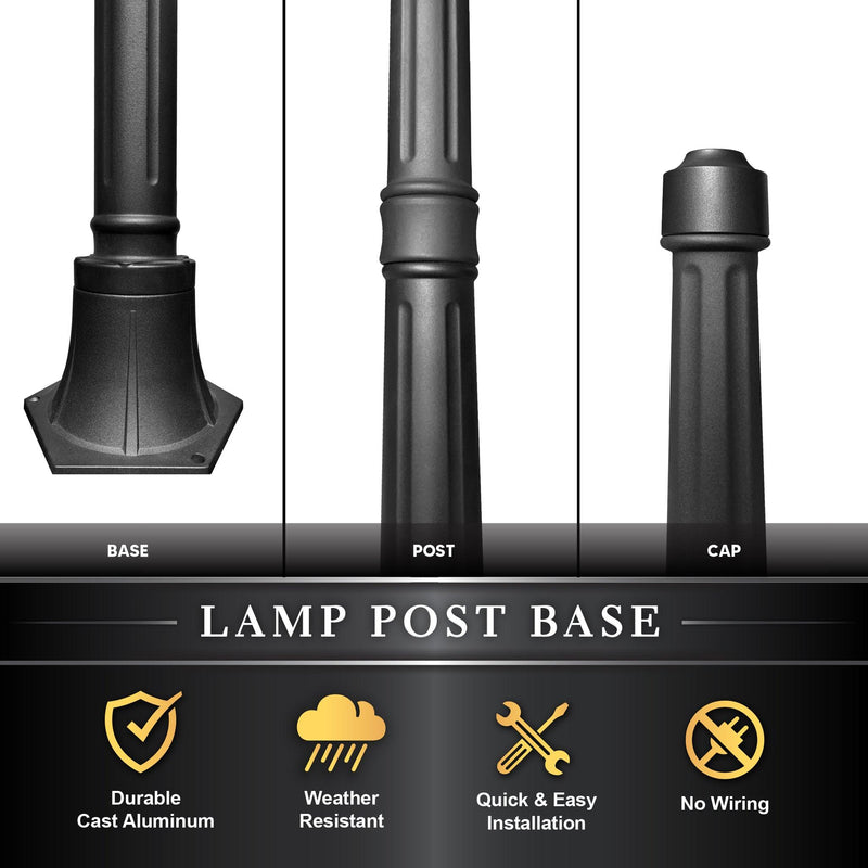 Classy Caps Black Aluminum Lamp Post Base