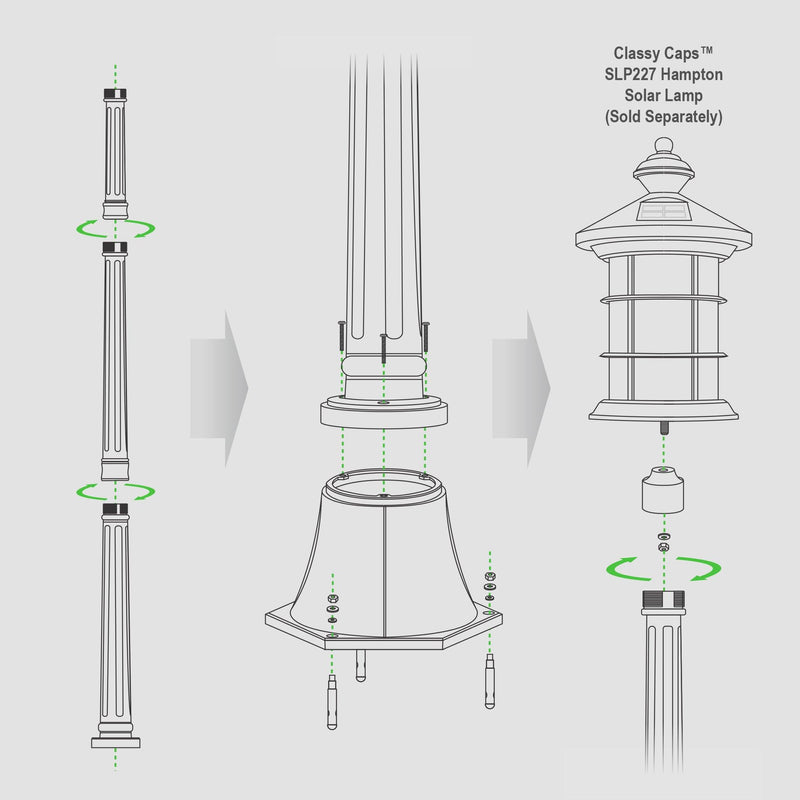 Classy Caps Black Aluminum Lamp Post Base