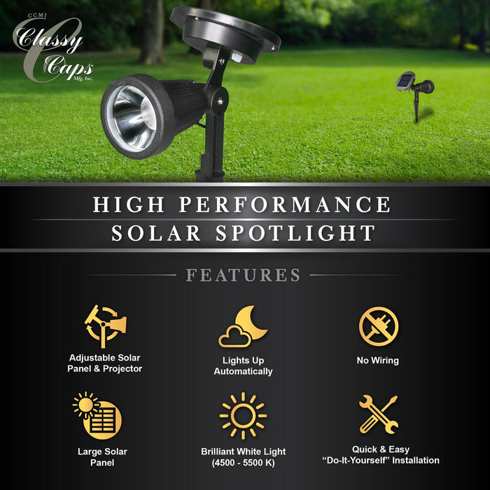 Classy Caps Black High Performance Solar Spotlight
