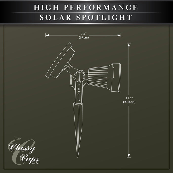 Classy Caps Black High Performance Solar Spotlight