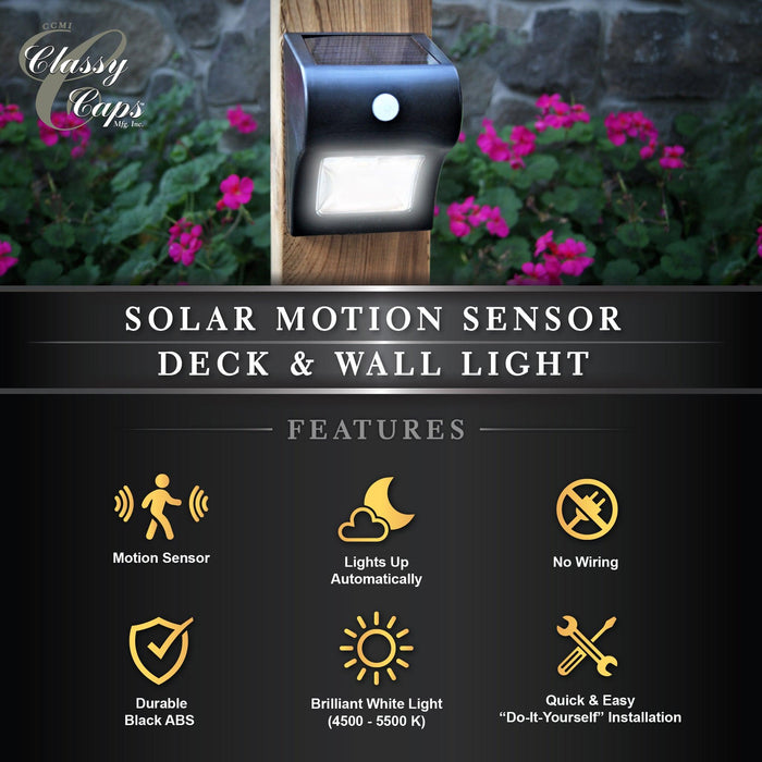 Classy Caps Black Solar Motion Sensor Deck and Wall Light
