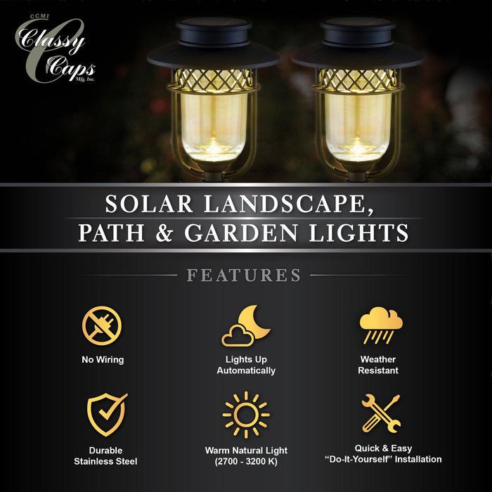 Classy Caps Black Stainless Steel Landscape, Path & Garden Light - 2 Pack