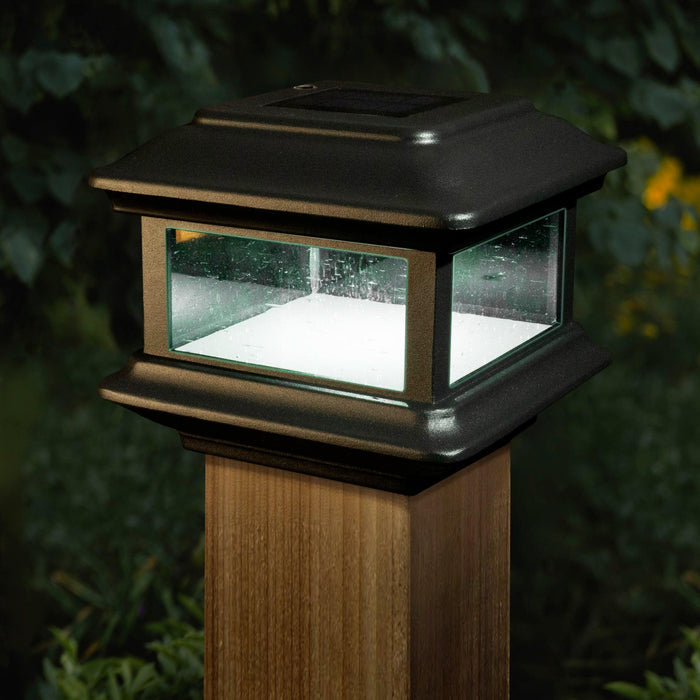 Classy Caps Colonial 4" x 4" Black Aluminum Solar Post Cap