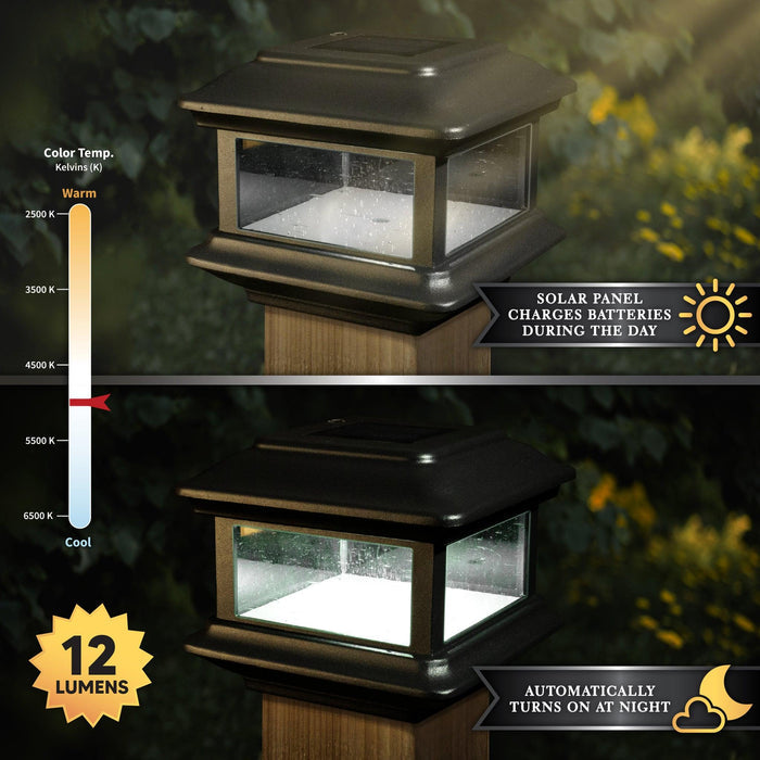 Classy Caps Colonial 4" x 4" Black Aluminum Solar Post Cap