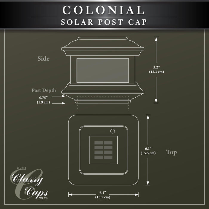 Classy Caps Colonial 4" x 4" Black Aluminum Solar Post Cap