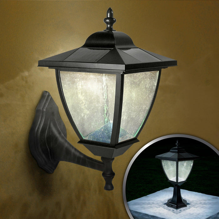 Classy Caps Elegante Black Aluminum Wall/Pier Mount Solar Lamp