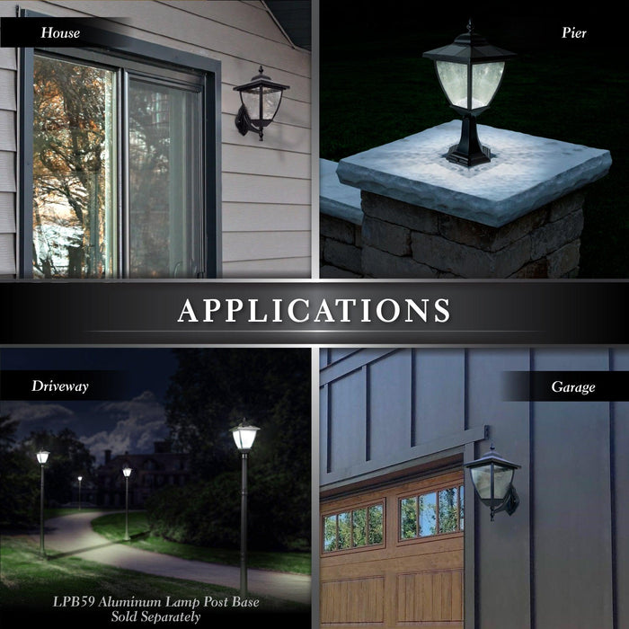 Classy Caps Elegante Black Aluminum Wall/Pier Mount Solar Lamp