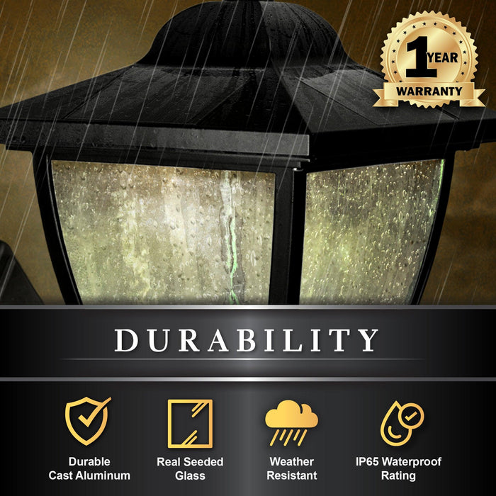 Classy Caps Elegante Black Aluminum Wall/Pier Mount Solar Lamp