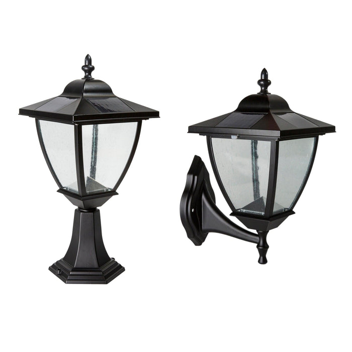 Classy Caps Elegante Black Aluminum Wall/Pier Mount Solar Lamp