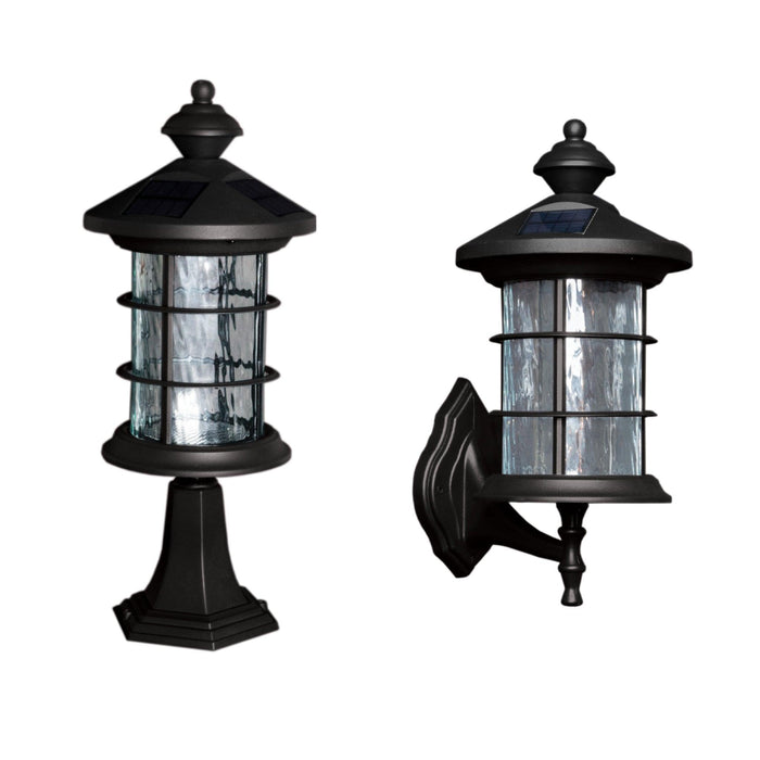Classy Caps Hampton Black Aluminum Wall/Pier Mount Solar Lamp