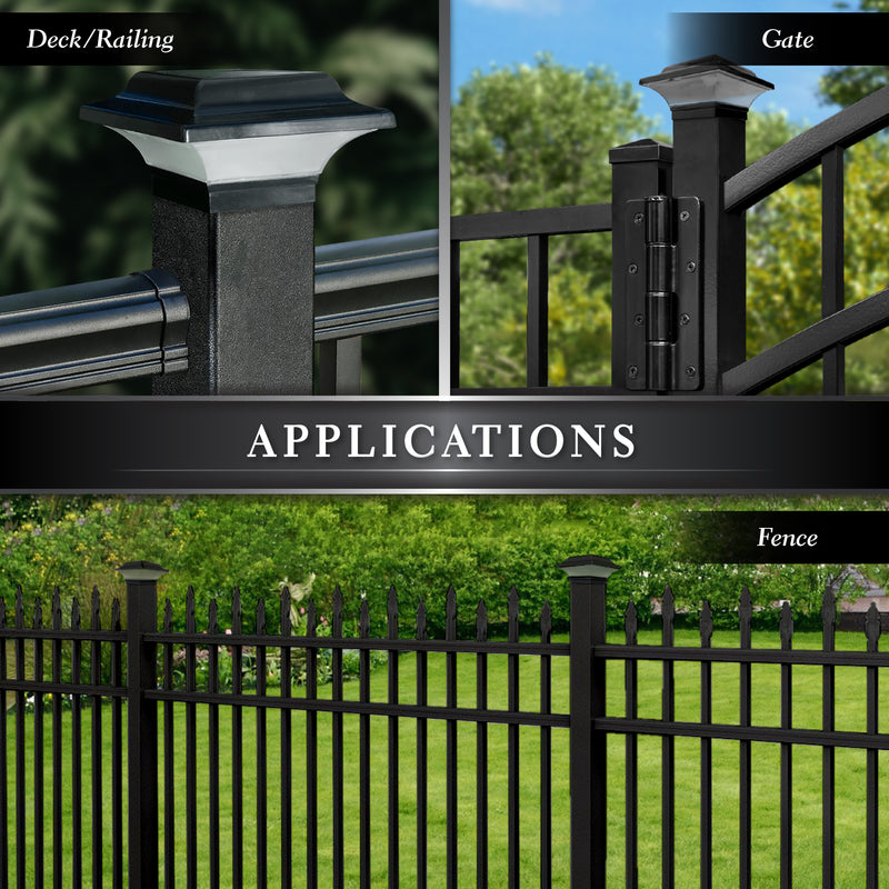 Classy Caps Imperial 3" x 3" Black Aluminum Powder Coated Solar Post Cap