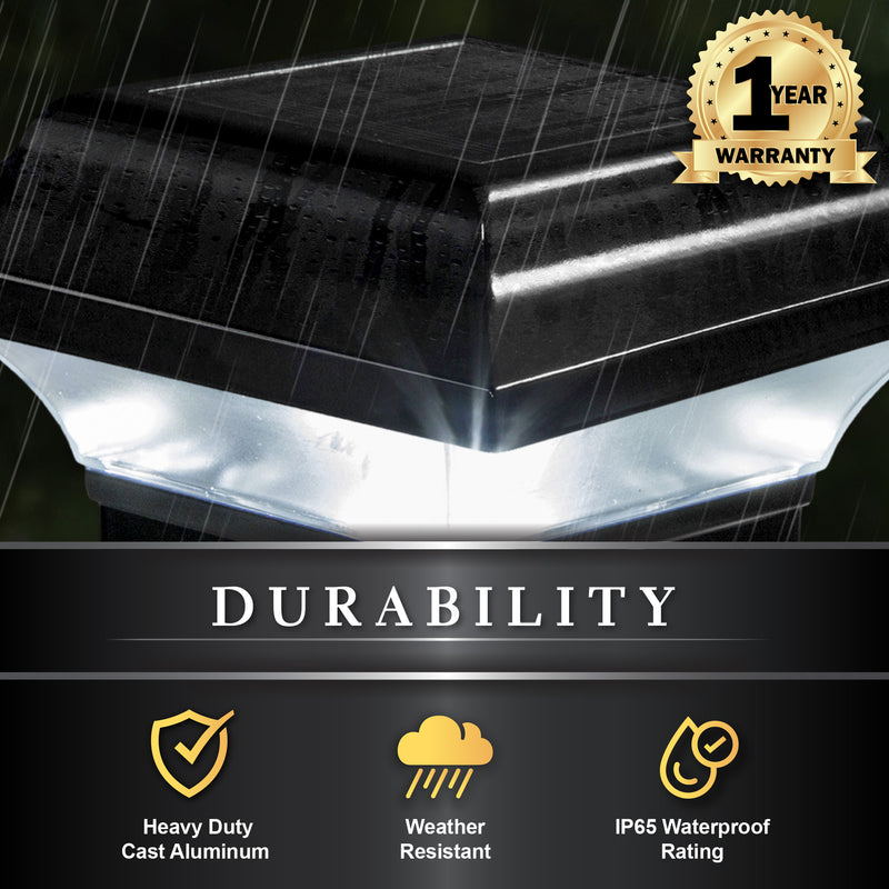Classy Caps Imperial 3" x 3" Black Aluminum Powder Coated Solar Post Cap