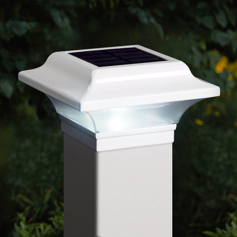 Classy Caps Imperial 3" x 3" White Aluminum Powder Coated Solar Post Cap
