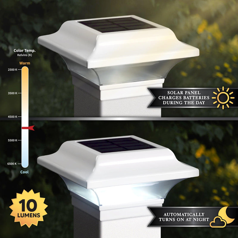 Classy Caps Imperial 3" x 3" White Aluminum Powder Coated Solar Post Cap