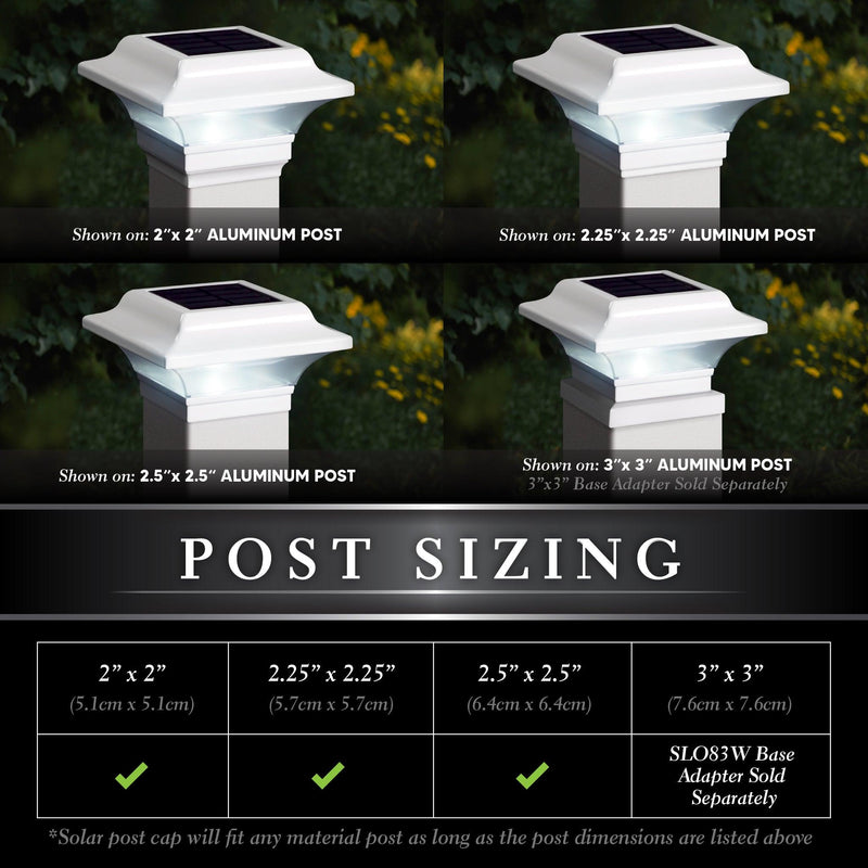 Classy Caps Imperial 3" x 3" White Aluminum Powder Coated Solar Post Cap