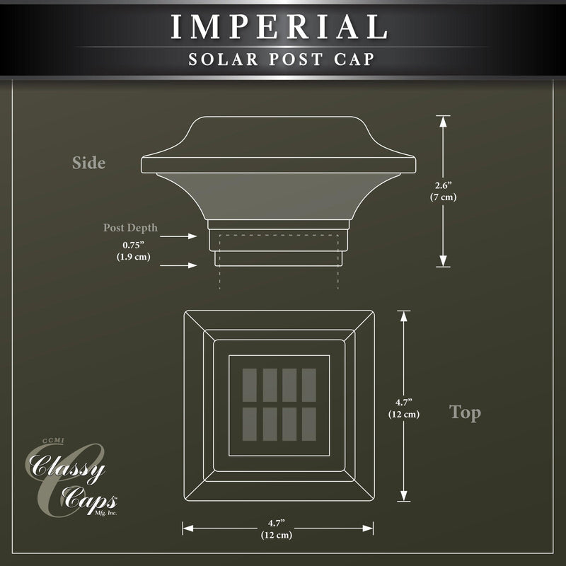 Classy Caps Imperial 3" x 3" White Aluminum Powder Coated Solar Post Cap