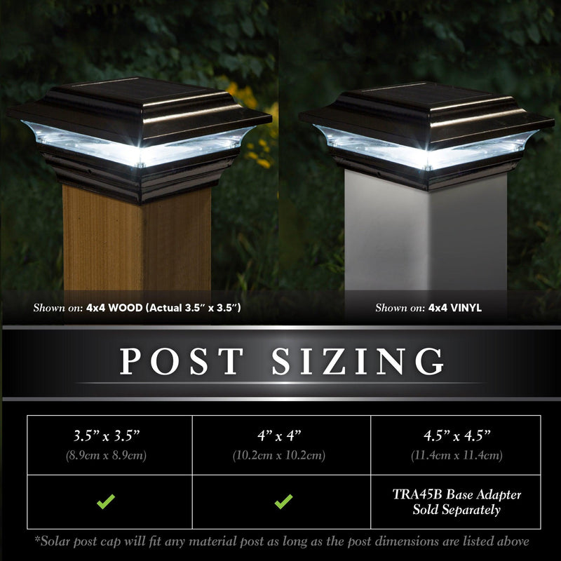 Classy Caps Imperial 4" x 4" Black Almuninum Powder Coated Solar Post Cap