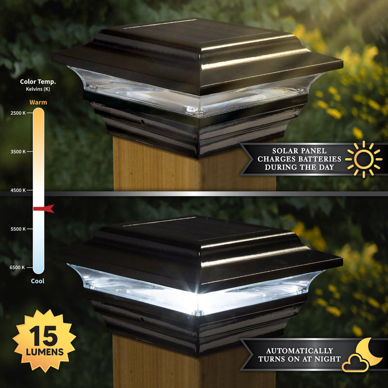 Classy Caps Imperial 4" x 4" Black Almuninum Powder Coated Solar Post Cap