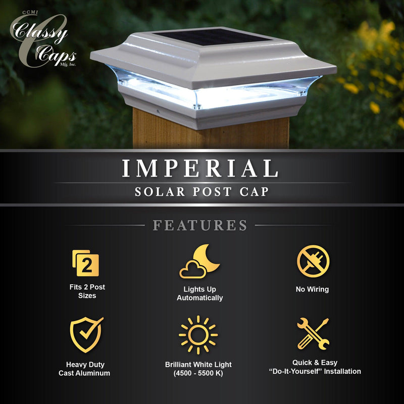 Classy Caps Imperial 4" x 4" White Powder Coated Solar Post Cap