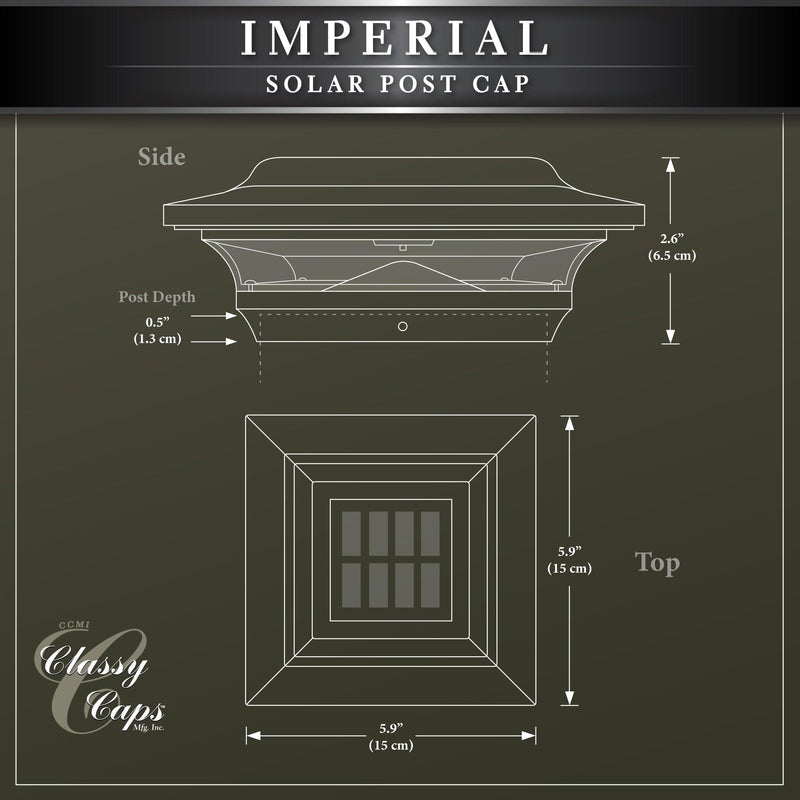 Classy Caps Imperial 4" x 4" White Powder Coated Solar Post Cap