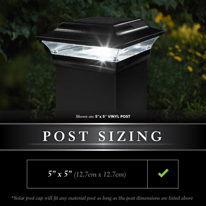 Classy Caps Imperial 5" x 5" Black Aluminum Powder Coated Cast Solar Post Cap