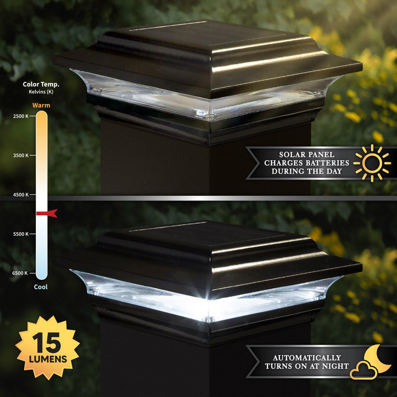 Classy Caps Imperial 5" x 5" Black Aluminum Powder Coated Cast Solar Post Cap