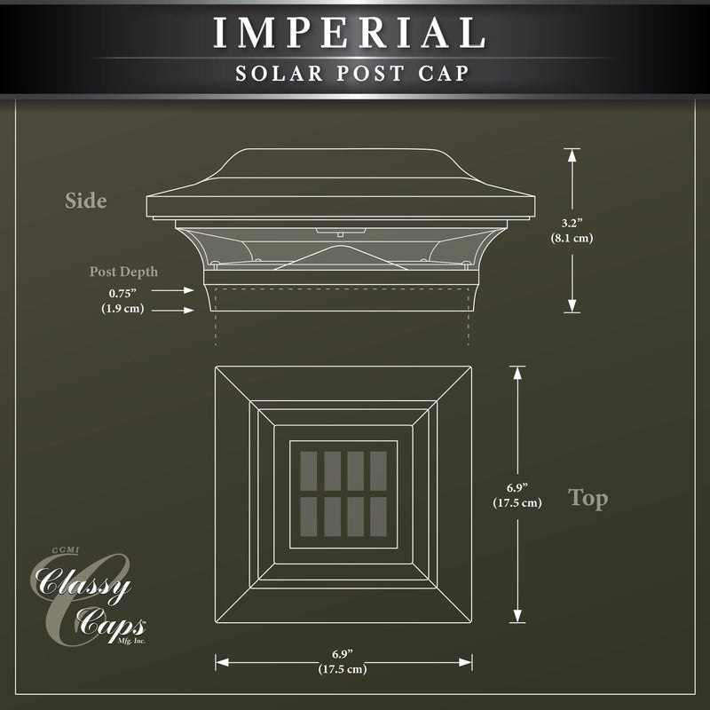 Classy Caps Imperial 5" x 5" Black Aluminum Powder Coated Cast Solar Post Cap