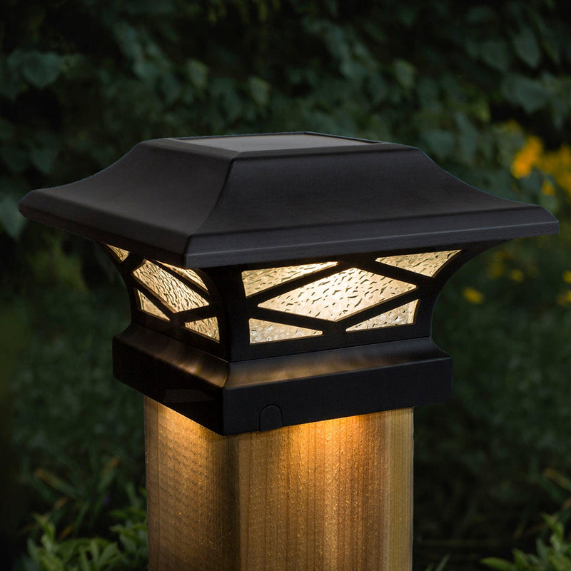 Classy Caps Kingsbridge 4" x 4" Black Dual Lighted Solar Post Cap