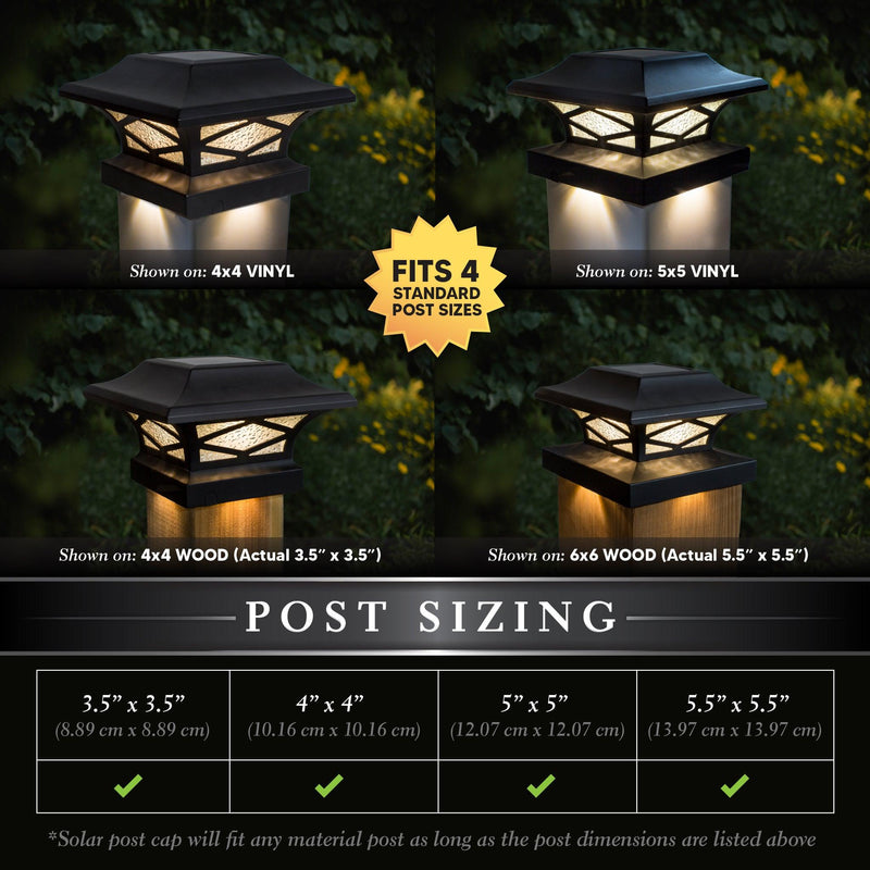 Classy Caps Kingsbridge 4" x 4" Black Dual Lighted Solar Post Cap