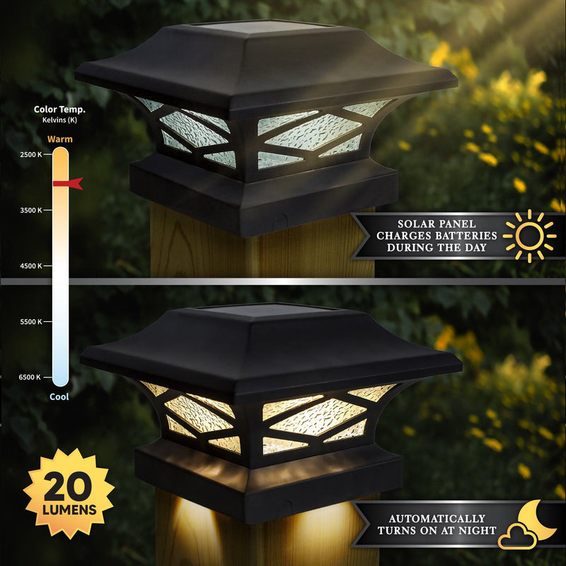 Classy Caps Kingsbridge 4" x 4" Black Dual Lighted Solar Post Cap