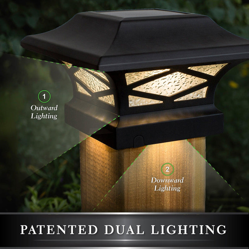 Classy Caps Kingsbridge 4" x 4" Black Dual Lighted Solar Post Cap