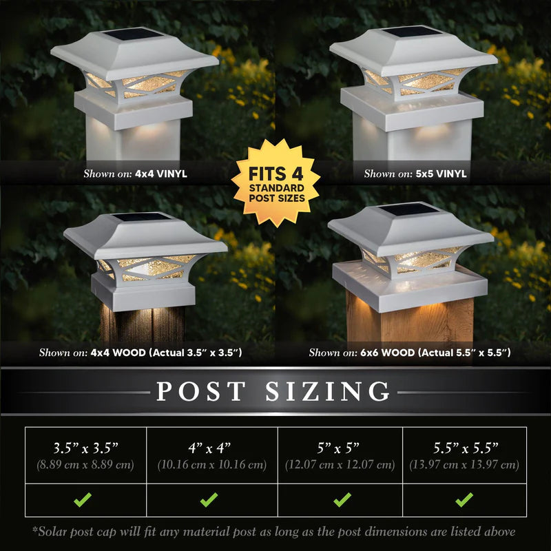 Classy Caps Kingsbridge 4" x 4" White Dual Lighted Solar Post Cap
