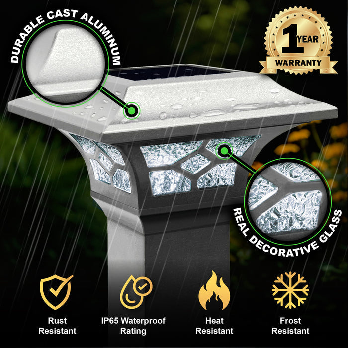 Classy Caps Kingston White Cast Aluminum Solar Post Cap