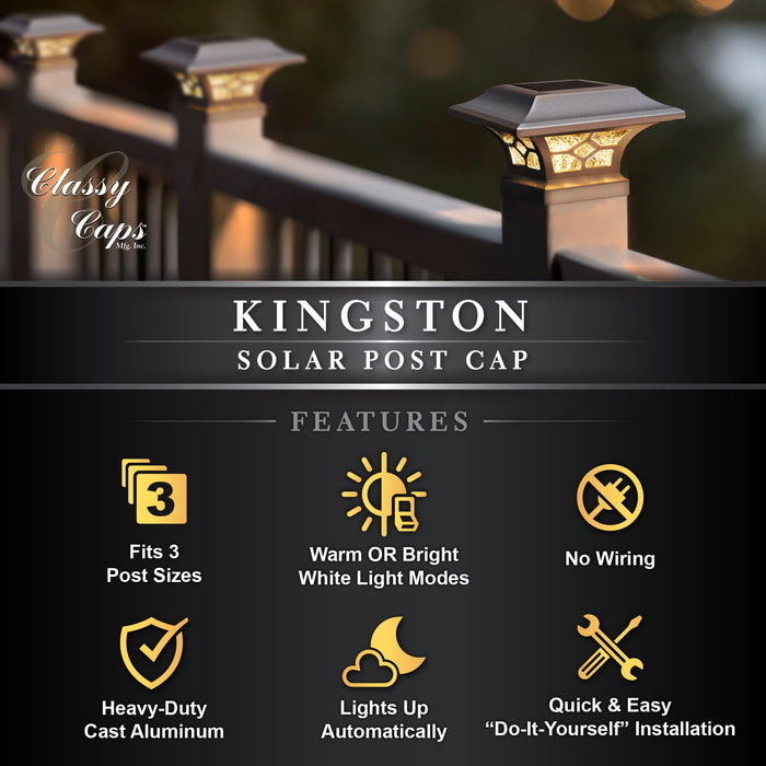 Classy Caps Kingston White Cast Aluminum Solar Post Cap