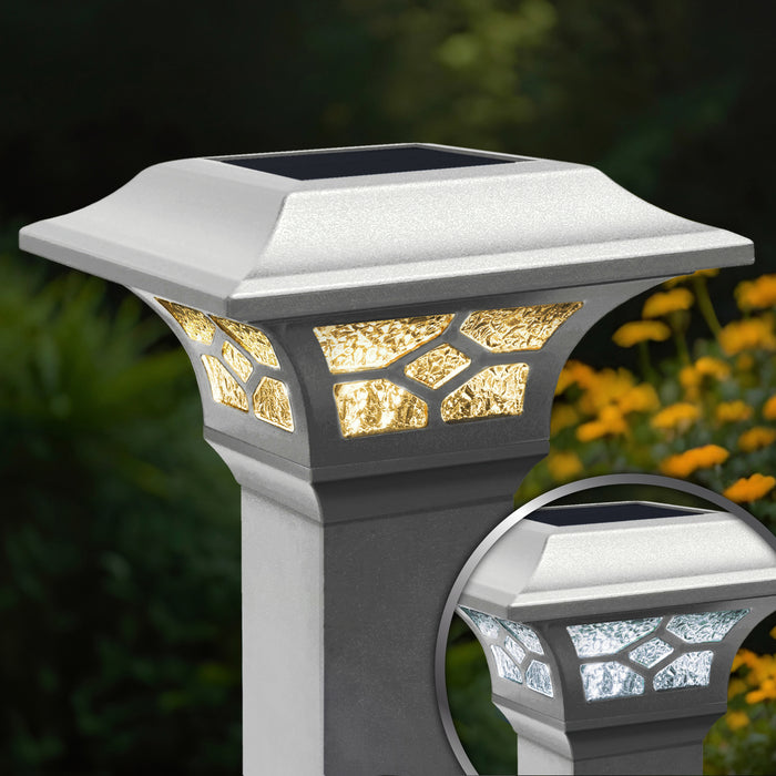 Classy Caps Kingston White Cast Aluminum Solar Post Cap