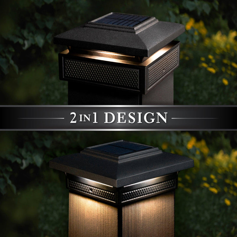 Classy Caps Lumineer 4" x 4" Black Aluminum Powder Coated Smart Solar Post Cap