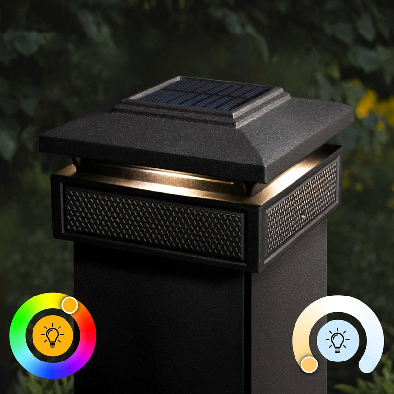Classy Caps Lumineer 4" x 4" Black Aluminum Powder Coated Smart Solar Post Cap